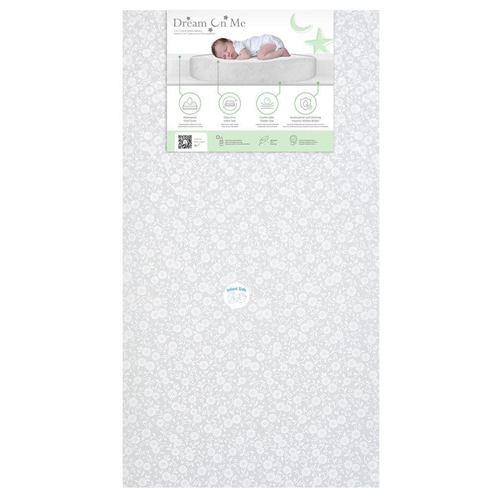 Dream on Me Orthopedic Firm Fiber Dual-Sided Crib & Toddler Mattress, Greenguard Gold Certified, 15 Years Warranty, Grey Embossed