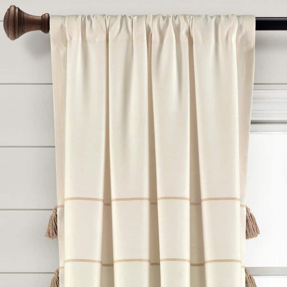 Lush Decor Farmhouse Boho Stripe Window Curtain Panels - Gray Ombre - 42 X 84