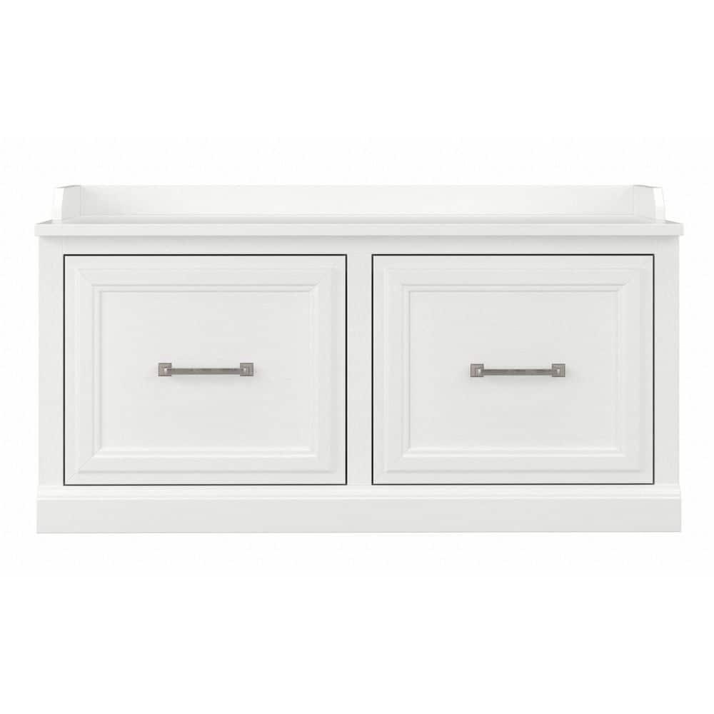 Woodland 40W Shoe Storage Bench with Doors in White Ash - Engineered Wood