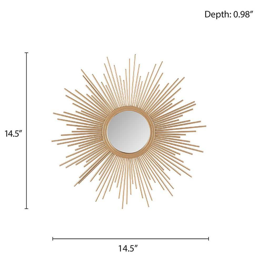 Madison Park Fiore Sunburst Wall Decor Mirror 14.5"D in Gold