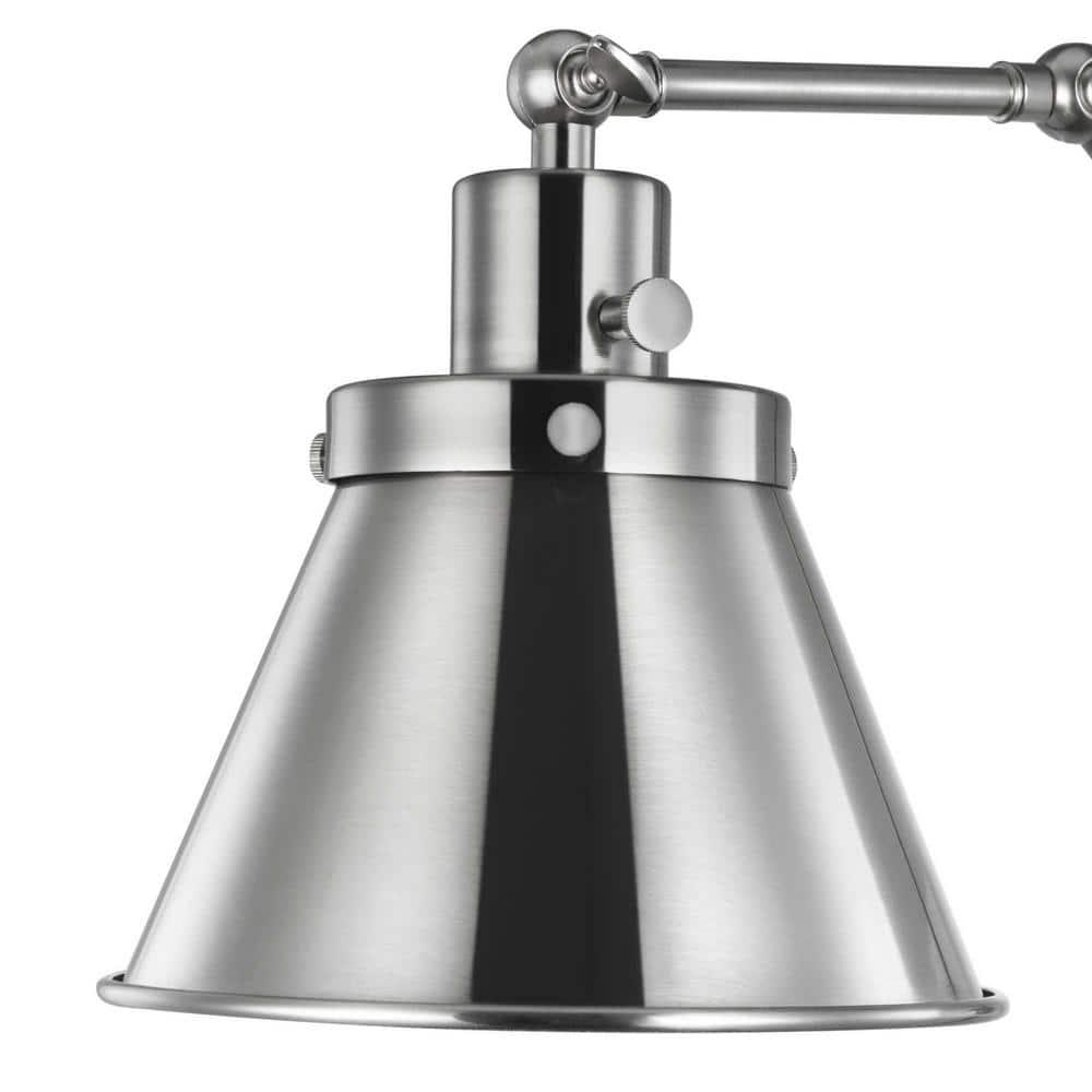 Progress Lighting Hinton 1-Light Swing Arm Wall Bracket, Brushed Nickel, Metal Shade