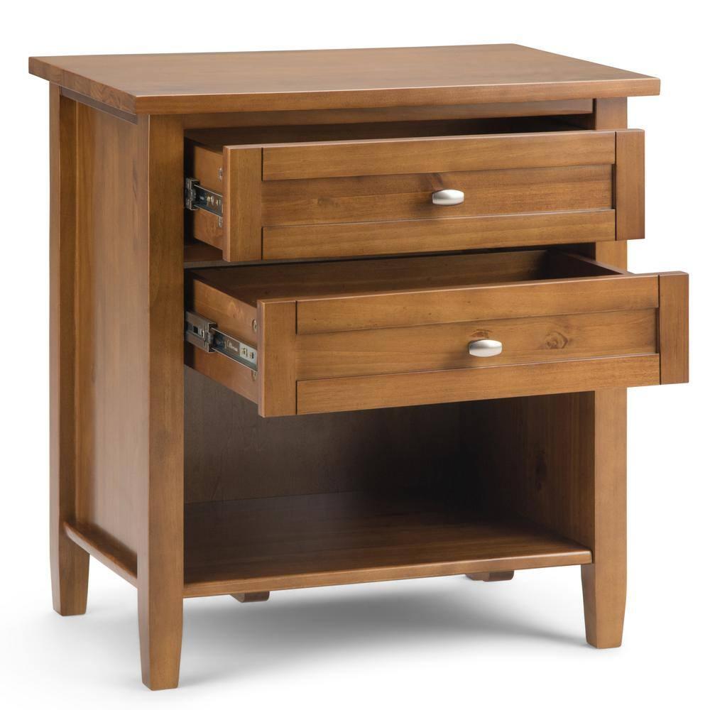 Simpli Home Warm Shaker 24"W Solid Wood Bedside Table with Two Drawers