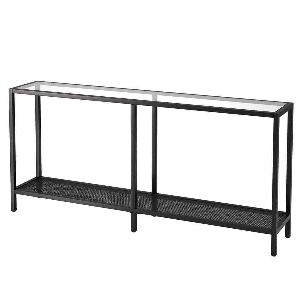 Evelyn&Zoe Rigan 64" Wide Rectangular Console Table, Blackened Bronze