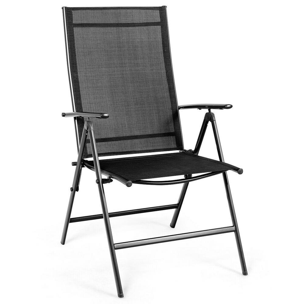 Costway Set of 2 Patio Folding Chair Recliner Adjustable  Black