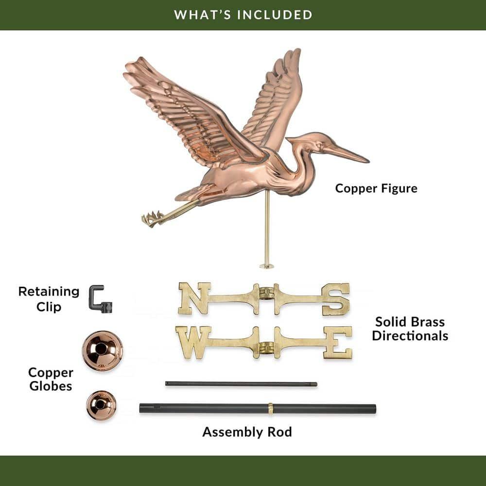 Blue Heron Bird Copper Weathervane