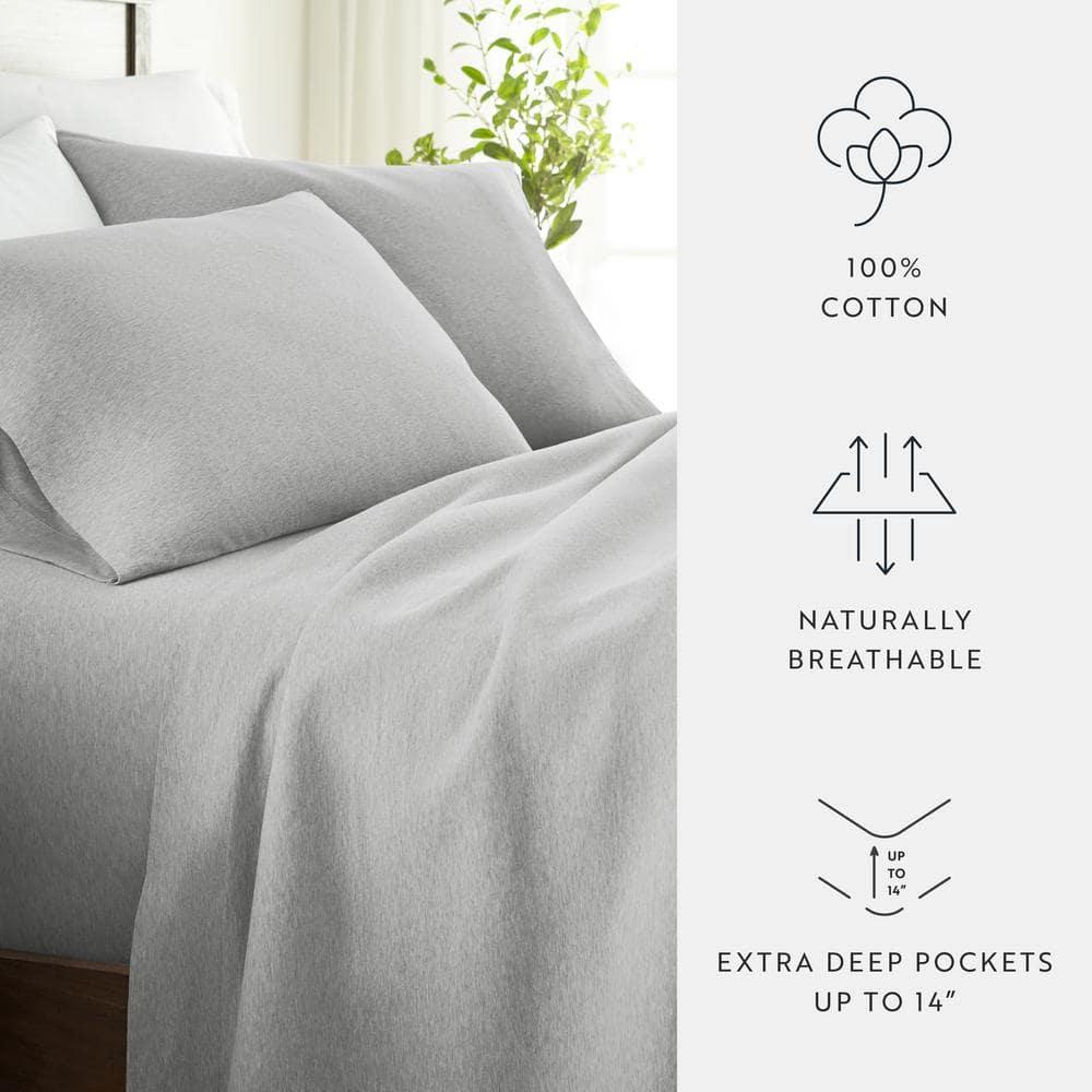 4 Piece 100% Cotton Jersey Knit Sheet Sets