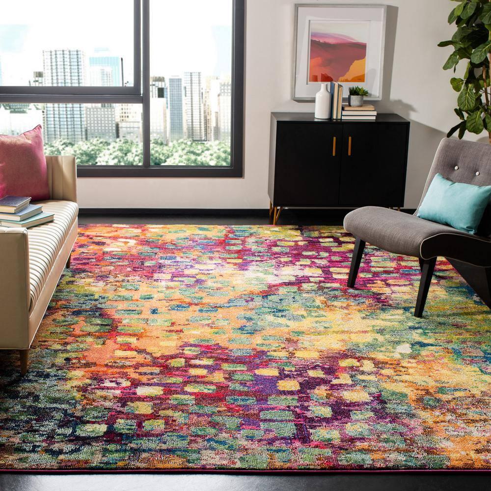 SAFAVIEH Monaco Driskoll Abstract Area Rug, Pink/Multi, 12' x 18'