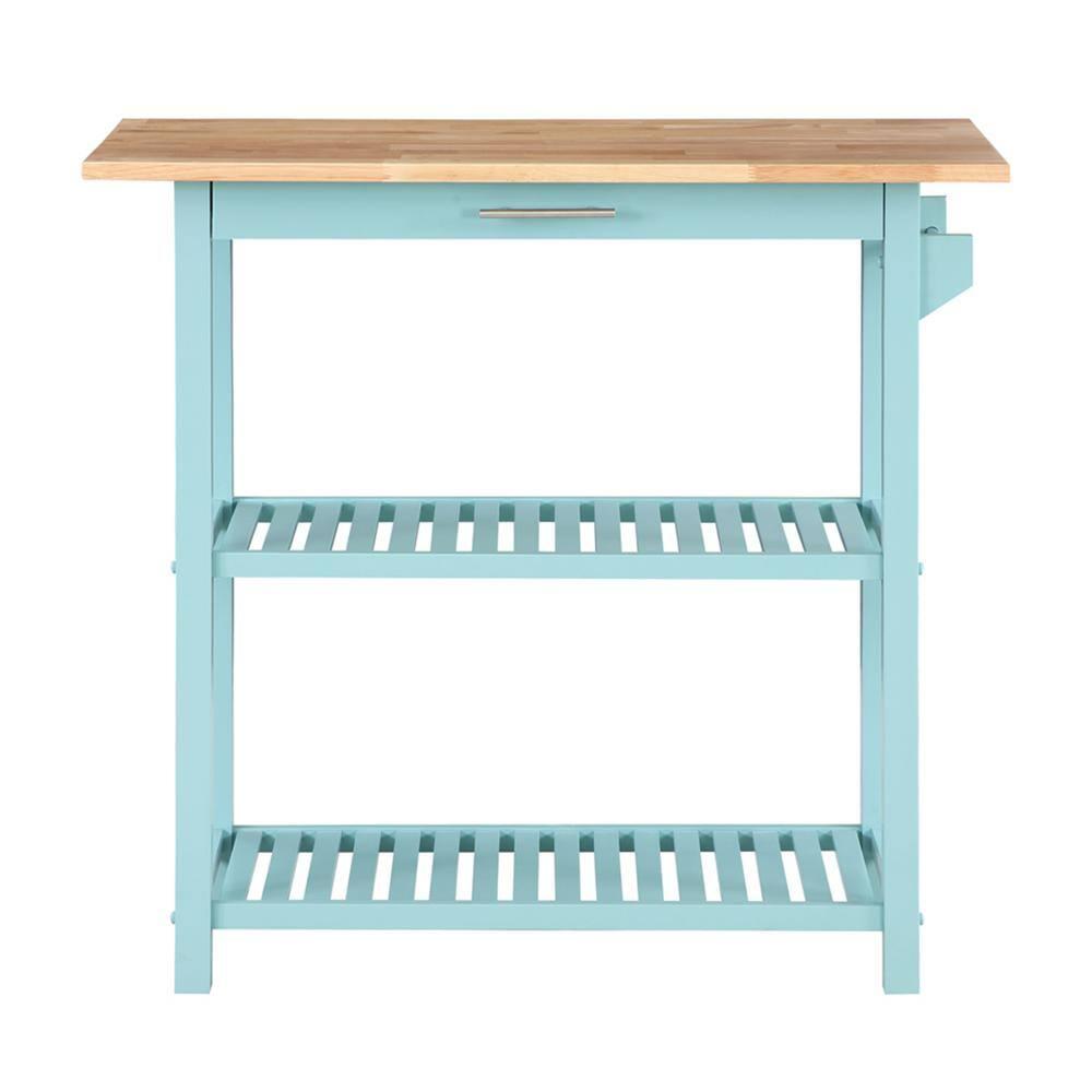 Convenience Concepts Kitchen Islands with Drawers, Rubberwood LVL Blue, 40 in