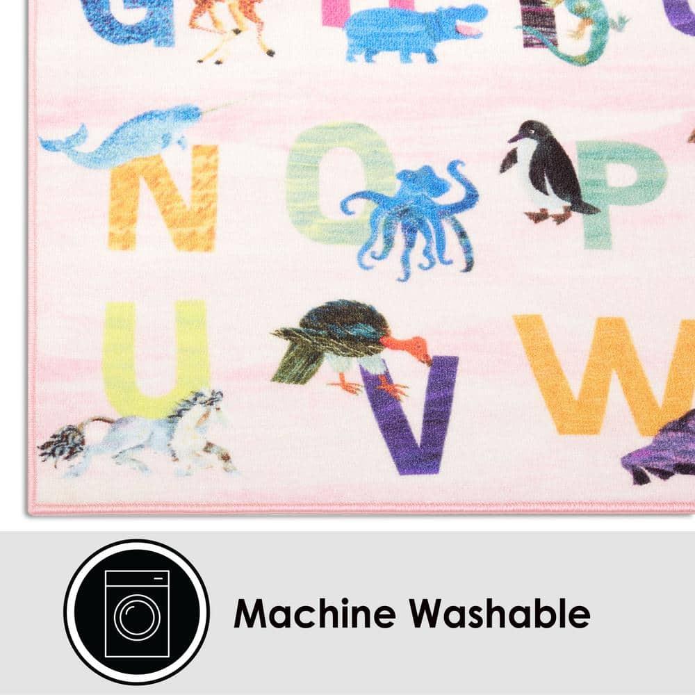 Eric Carle Alphabet Zoo Graphic/Print Pink Area Rug