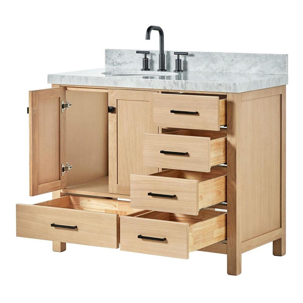 Cambridge 42'' Single Bathroom Vanity with Carrara Marble Top