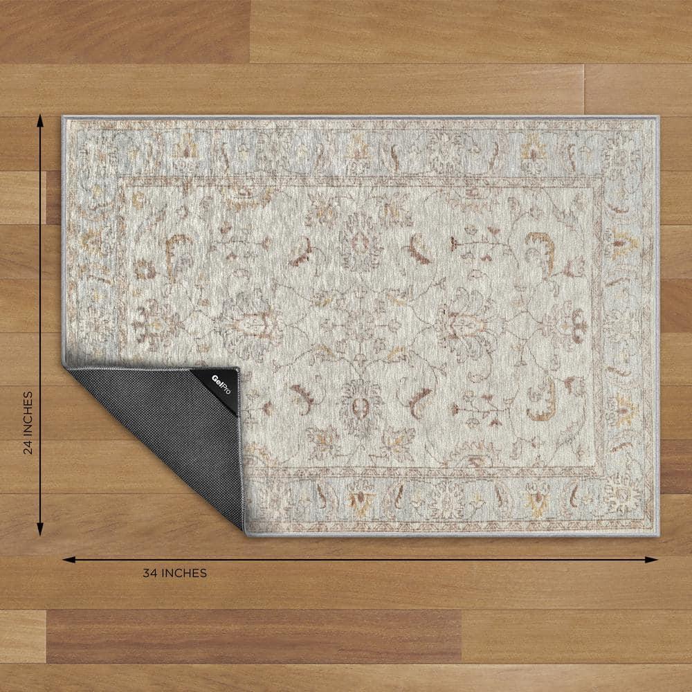 GelPro NeverMove Machine Washable Traditional Jordan Oatmeal Area Rug