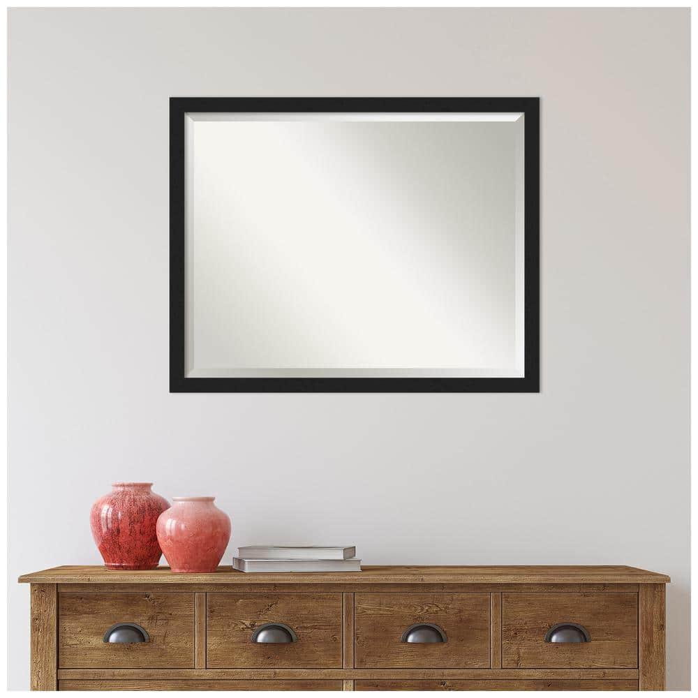 30" x 24" Grace Narrow Brushed Framed Bathroom Vanity Wall Mirror Black - Amanti Art: Wall Mount, Polystyrene Frame
