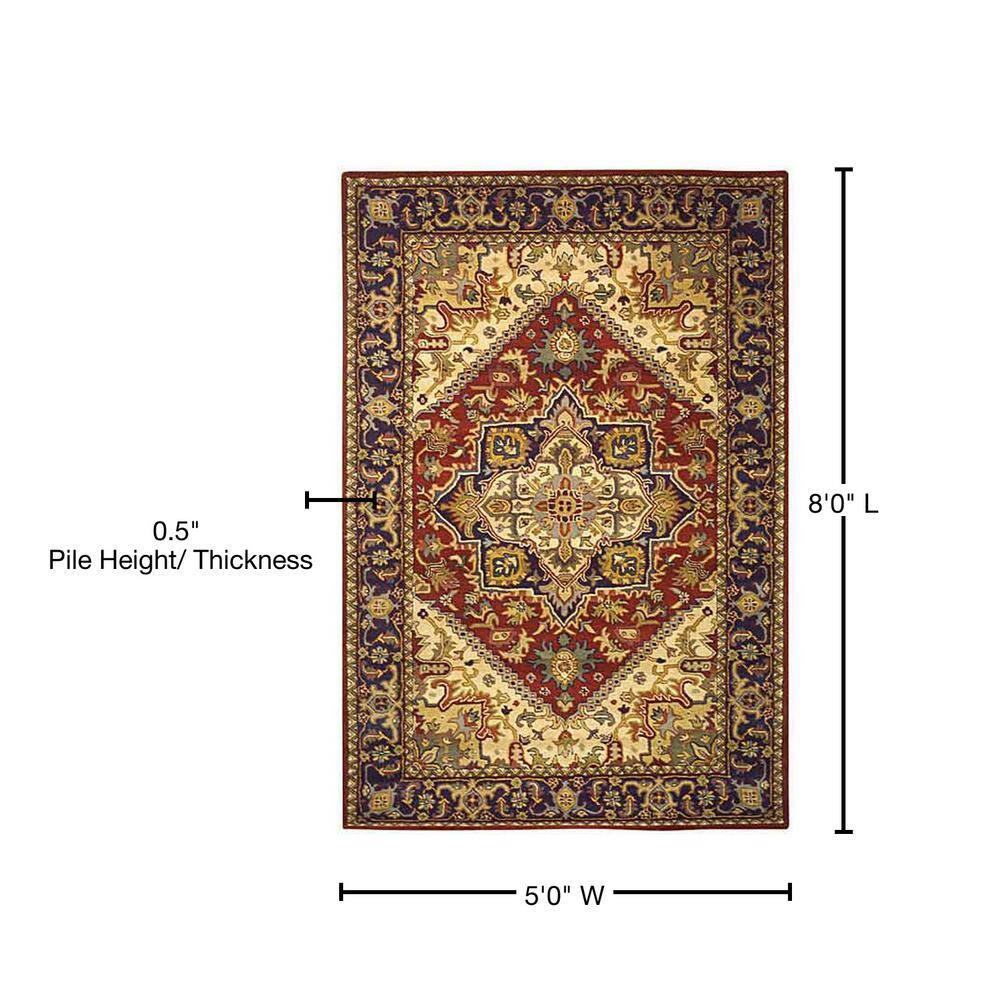 Heritage HG625 Handmade Area Rug - 5'x8' - Red - Safavieh