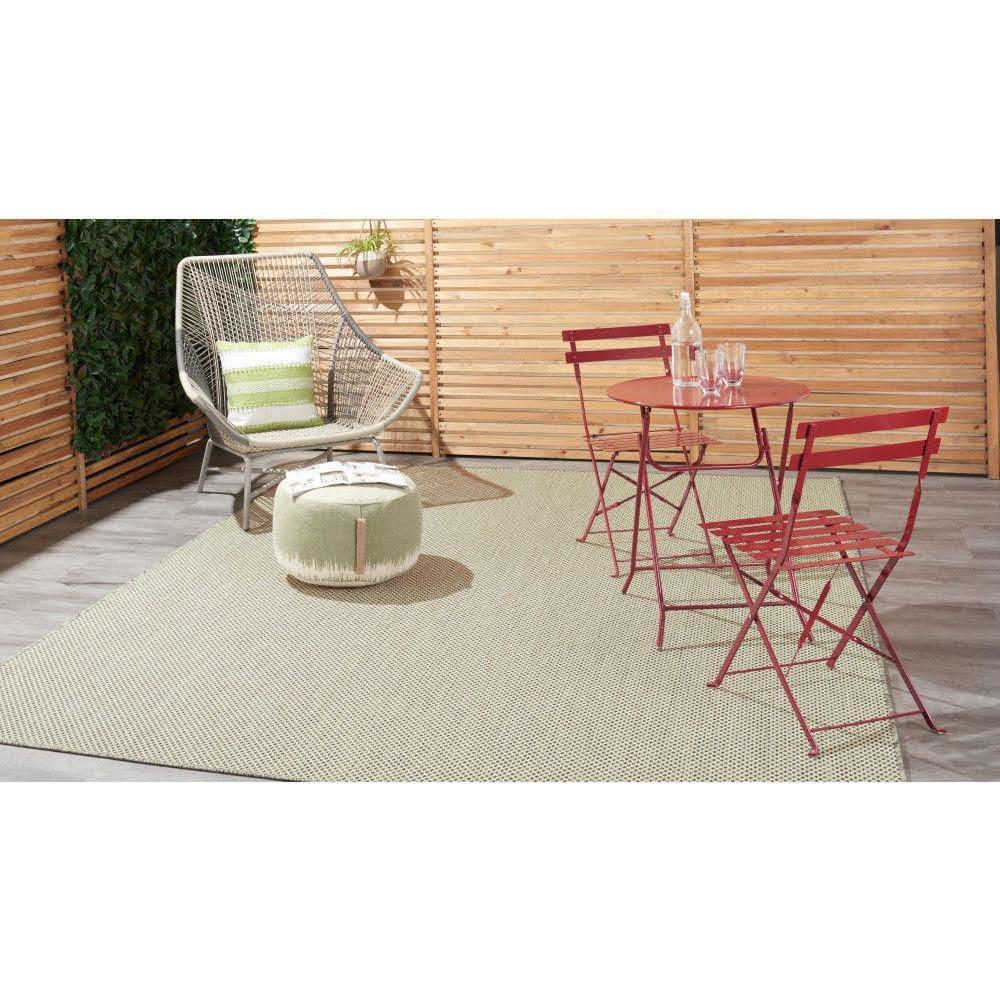 Nourison Courtyard 9' x 12' Ivory Green All-over design Indoor/Outdoor Rug