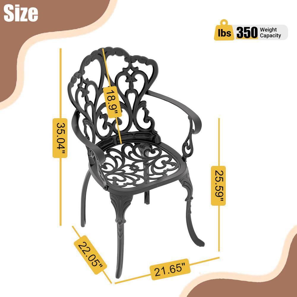 Deka Outdoor Cast Aluminum Dining Chairs, Set of 2, Shiny Copper