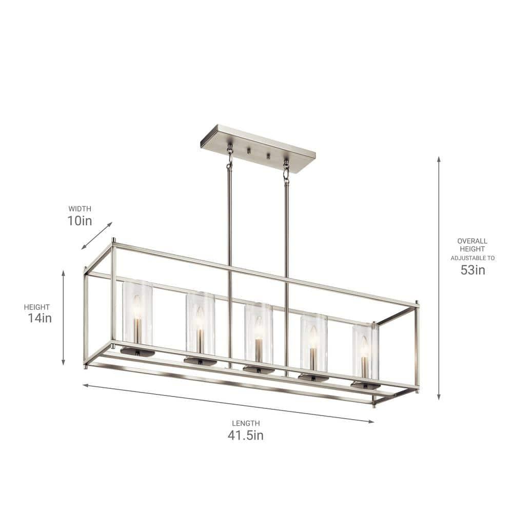Crosby 13.75" 5 Light Linear Chandelier with Clear Glass Chrome