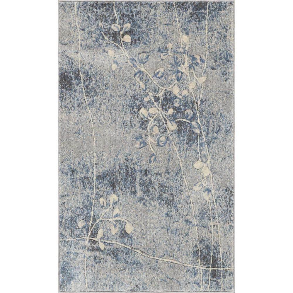 Nourison Somerset Nature Silver/Blue 2'6" x 4' Area Rug, (3x4)