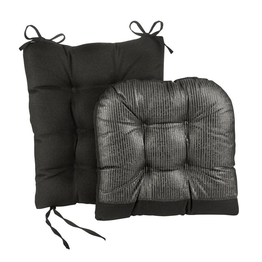 Klear Vu Gripper Non-Slip Omega 2-Piece Rocking Chair Cushion Set, Black