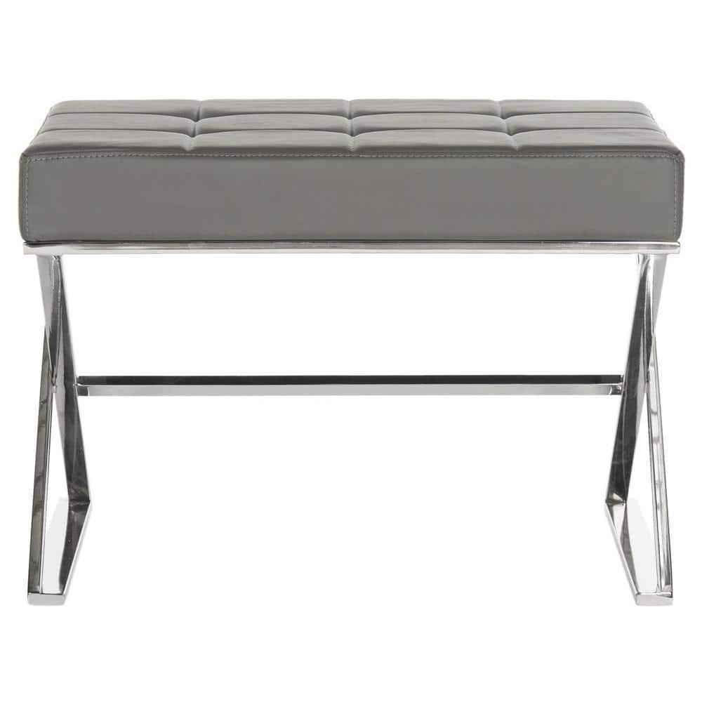 Micha Ottoman - Grey/Chrome - Safavieh