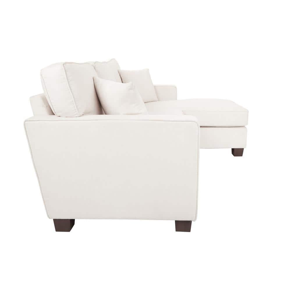 OSP Home Furnishings Russell Sectional with 2 Pillows Off White: Transitional Style, Polyester Upholstery, Wood Frame