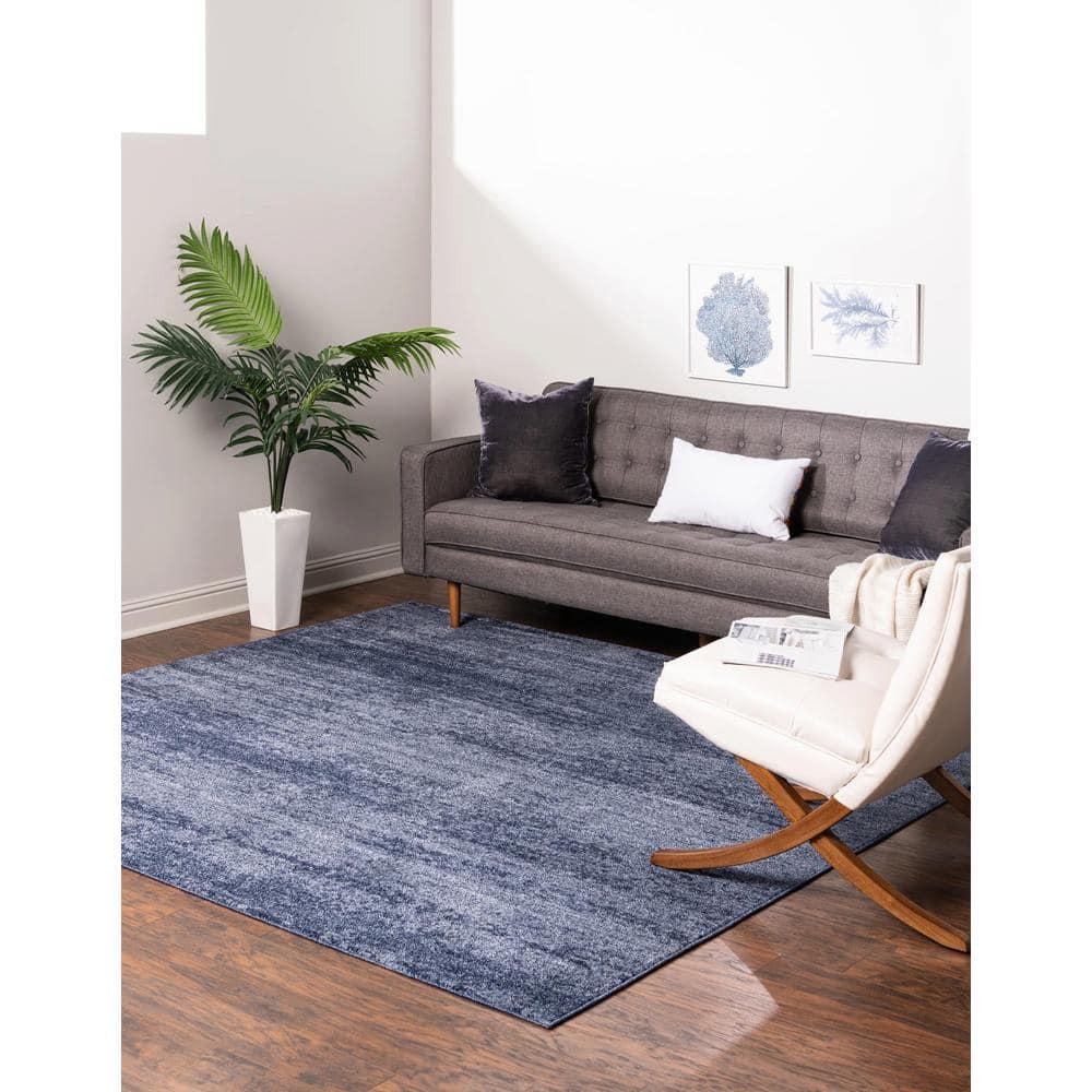 Unique Loom Del Mar Collection Area Rug - Lucille (7' 10" Square, Navy Blue/ Ivory)