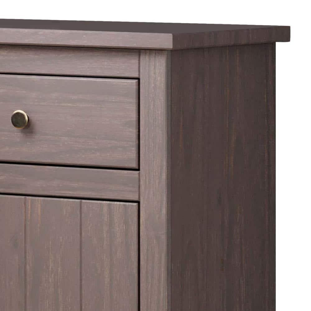 Stav Gray Solid Wood 1 Drawer Nightstand with Bronze Knobs