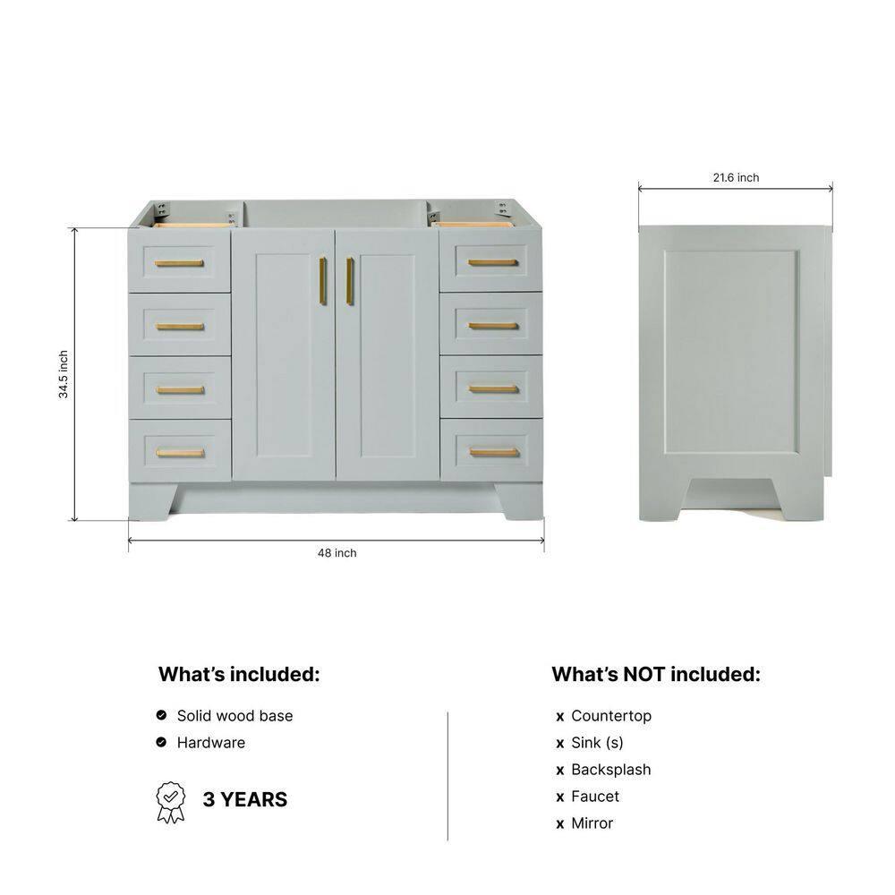 Ariel Q048s-Bc Taylor 48" Free Standing Hardwood Single Vanity Cabinet Only - Grey