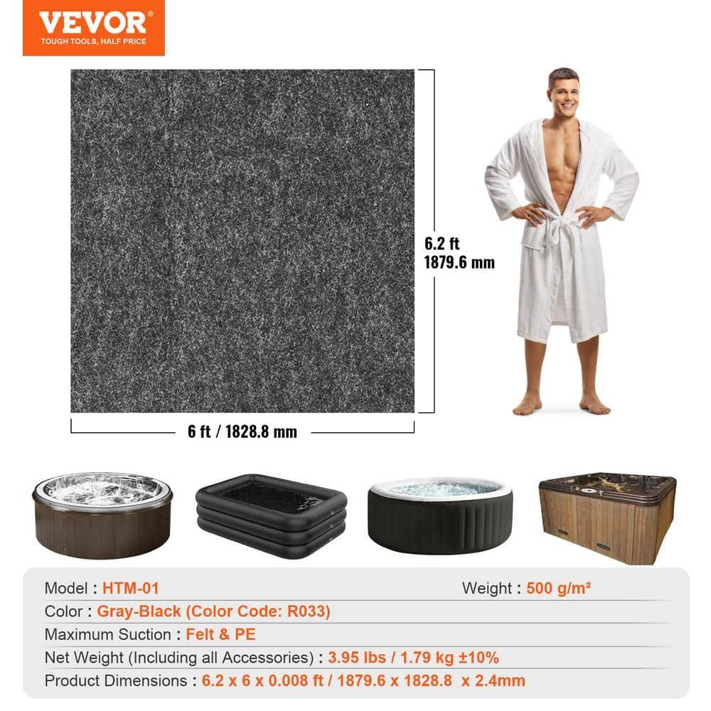 VEVOR 74 x 72 Inch Hot Tub Mat, Extra Large Inflatable Hot Tub Pad, Waterproof Slip-Proof Backing, Absorbent Spa Pool Ground Base Flooring Protector Mat Reusable Outdoor & Indoor, Also for Car Repair