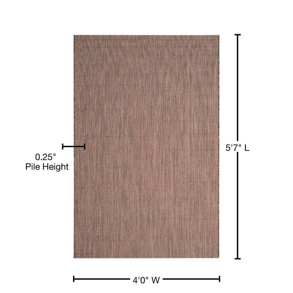 Courtyard CY8022 Power Loomed Indoor and Outdoor Area Rug - Brown/Beige - 4'x5'7" - Safavieh