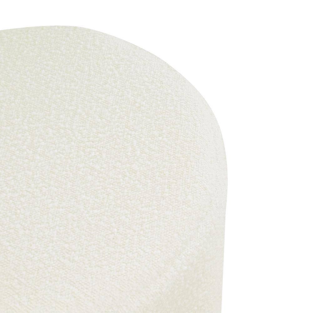 Round Upholstered Ottoman Cream Boucle - HomePop: Textured, No Assembly, 250lb Capacity
