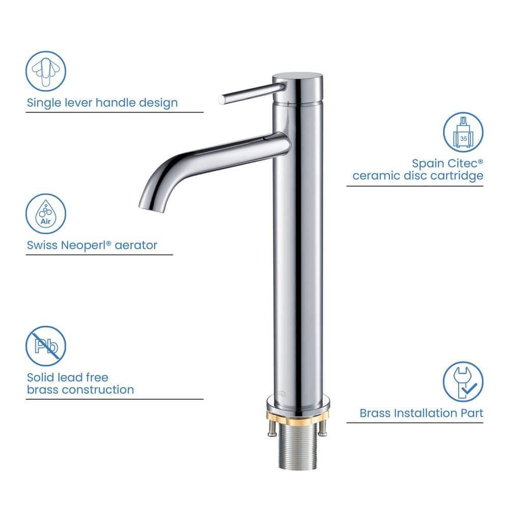 KIBI C-KBF1009CH-KPW101CH Circular Vessel Sink Faucet Single-handle Bathroom Faucet