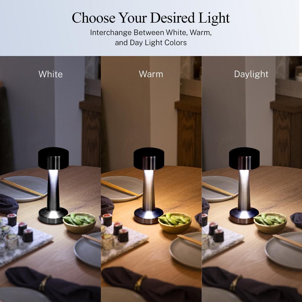 Bell + Howell Chelsea Table Lamp Small Cordless Touch LED Rechargeable Lamp for Bedside Desk Nightstand Midnight Black