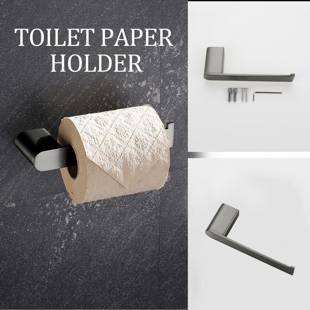 Matte Gray Stainless Steel 5-Piece Bathroom Hardware Set