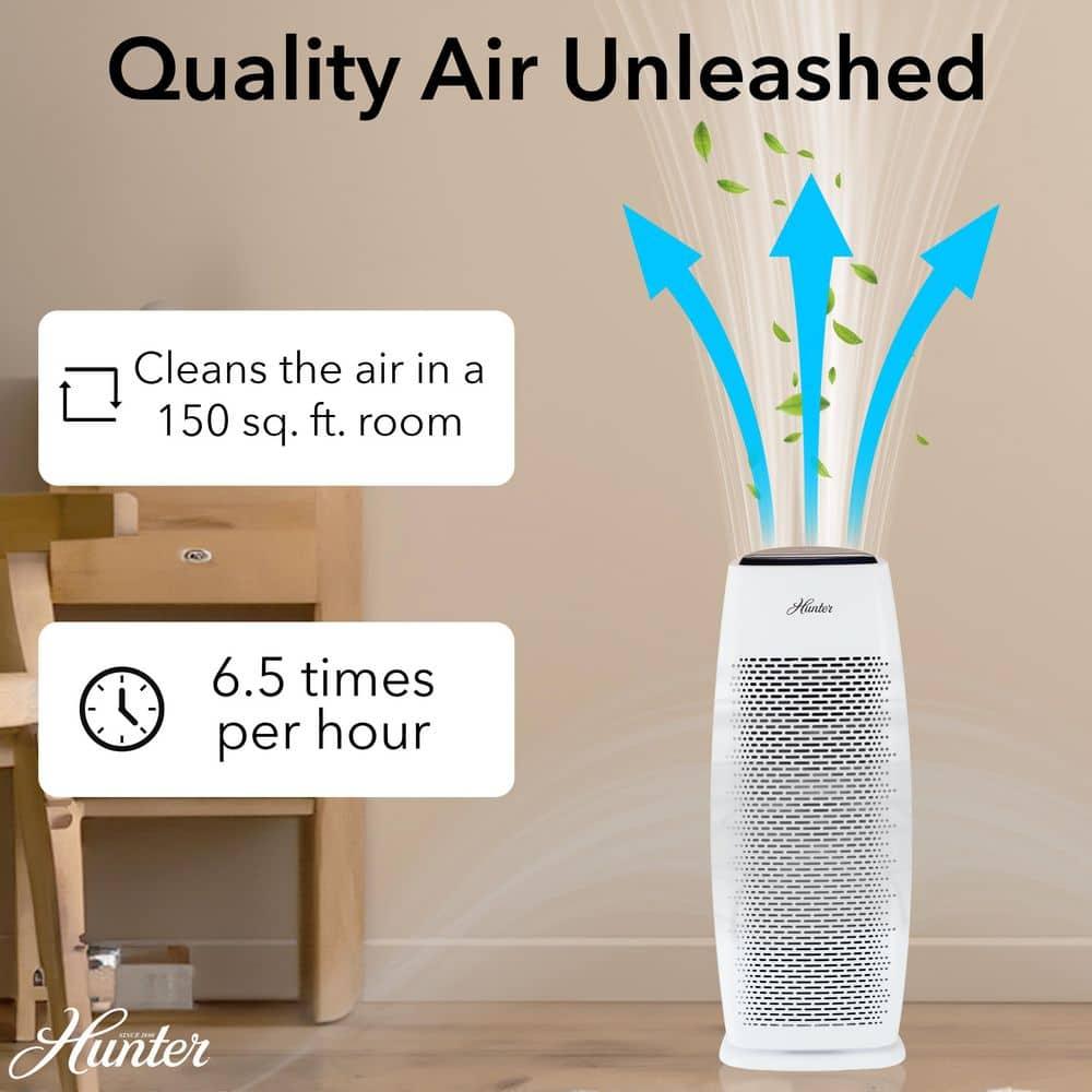 Hunter HP600 Air Purifier. True HEPA Air Purifier Tower for Pets, Odors, Allergens, Smoke, Dust, VOC's. 3 Fan Speeds, Sleep Timer