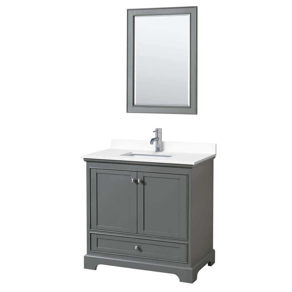 Wyndham Collection Deborah 36'' Single Bathroom Vanity with Marble Top with Mirror