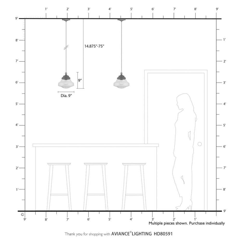 Livex Lighting Avondale 1 - Light Pendant in  Antique Brass