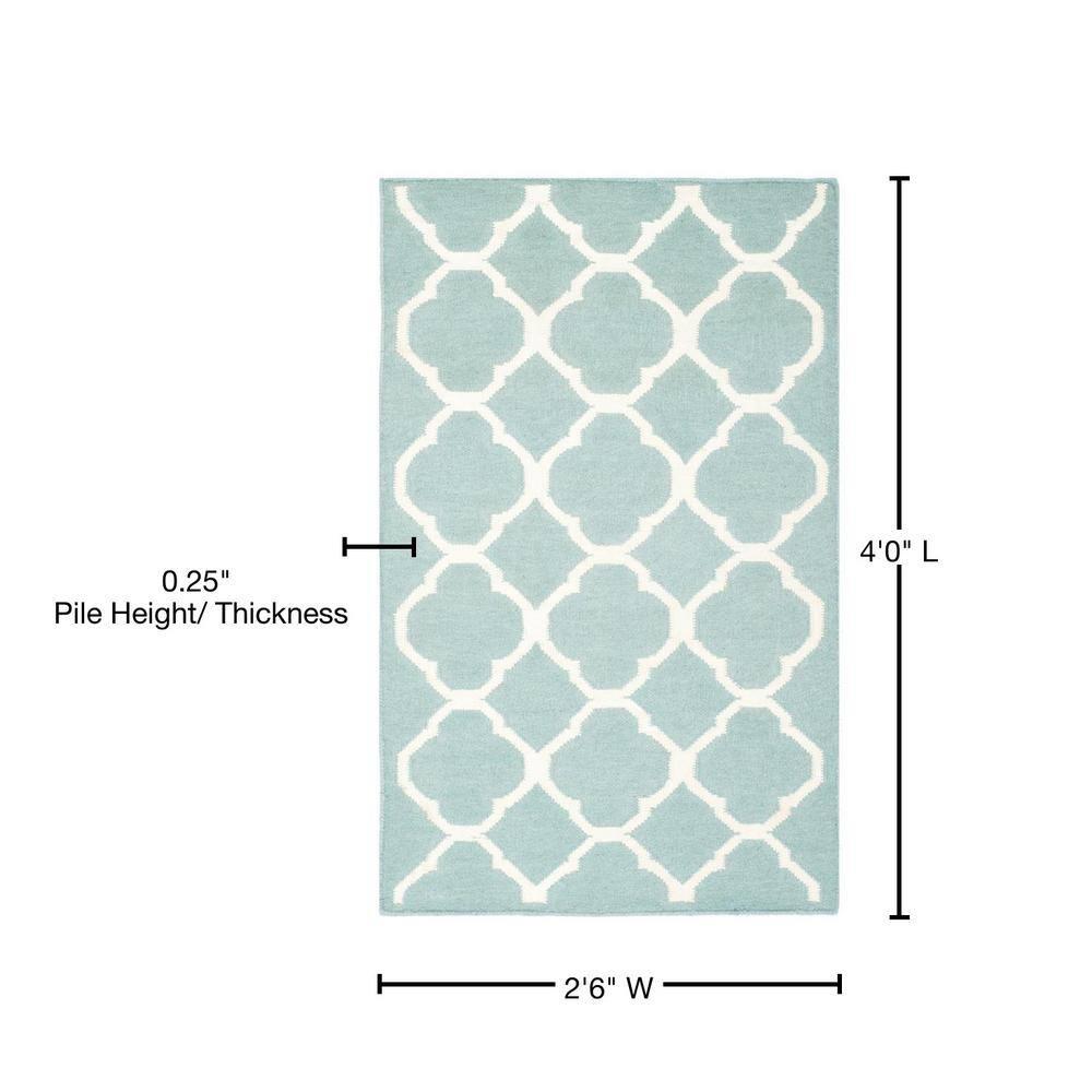 Dhurries DHU627 Hand Woven Accent Rug - Blue/Ivory - 2'6"x4' - Safavieh.