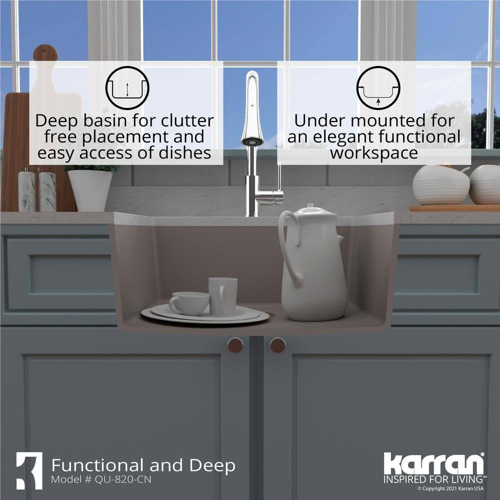 Karran Quartz 24-3/8'' X 19-1/8'' Single Bowl Undermount Kitchen Sink