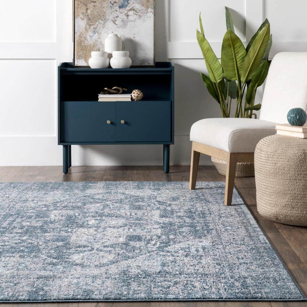 Nuloom 4x6 Justine Vintage Medallion Indoor Area Rug, Blue, Faded Persian Design, Stain Resistant, BedroomLiving Room, Kitchen,