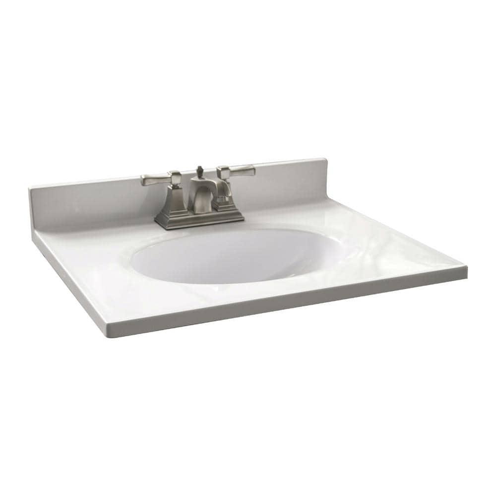 25" White Single Bathroom Vanity Sink Top