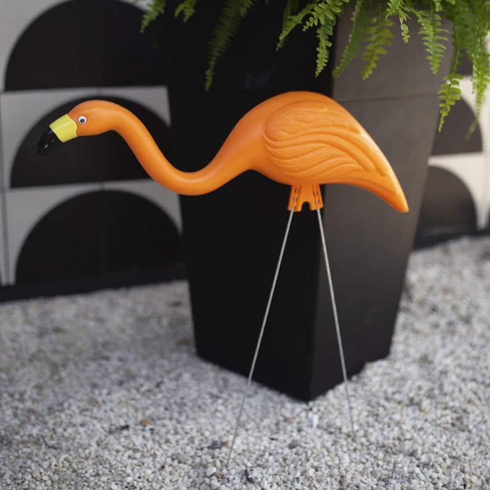 Bloem Spooky Indoor/Outdoor Black and Orange Halloween Flamingo Yard Decorations with Metal Stakes