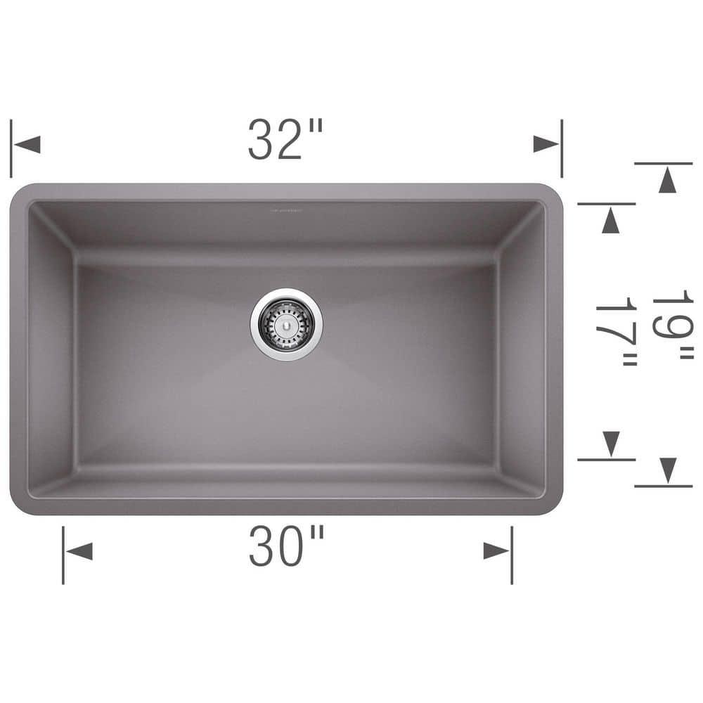 Precis SILGRANIT 32" L X 19" W Super Single Undermount Kitchen SInk