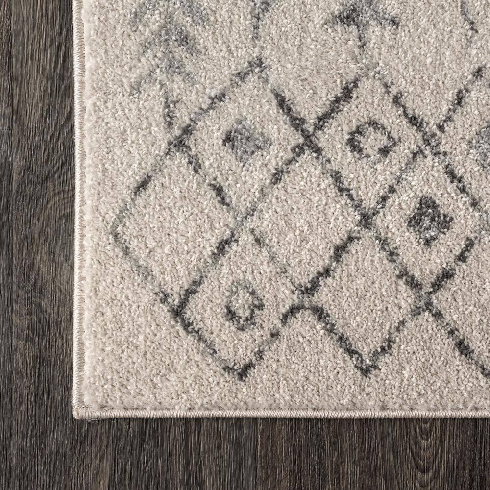 2'x8' Ziri Moroccan Geometric Runner Rug, Cream/Gray - JONATHAN Y