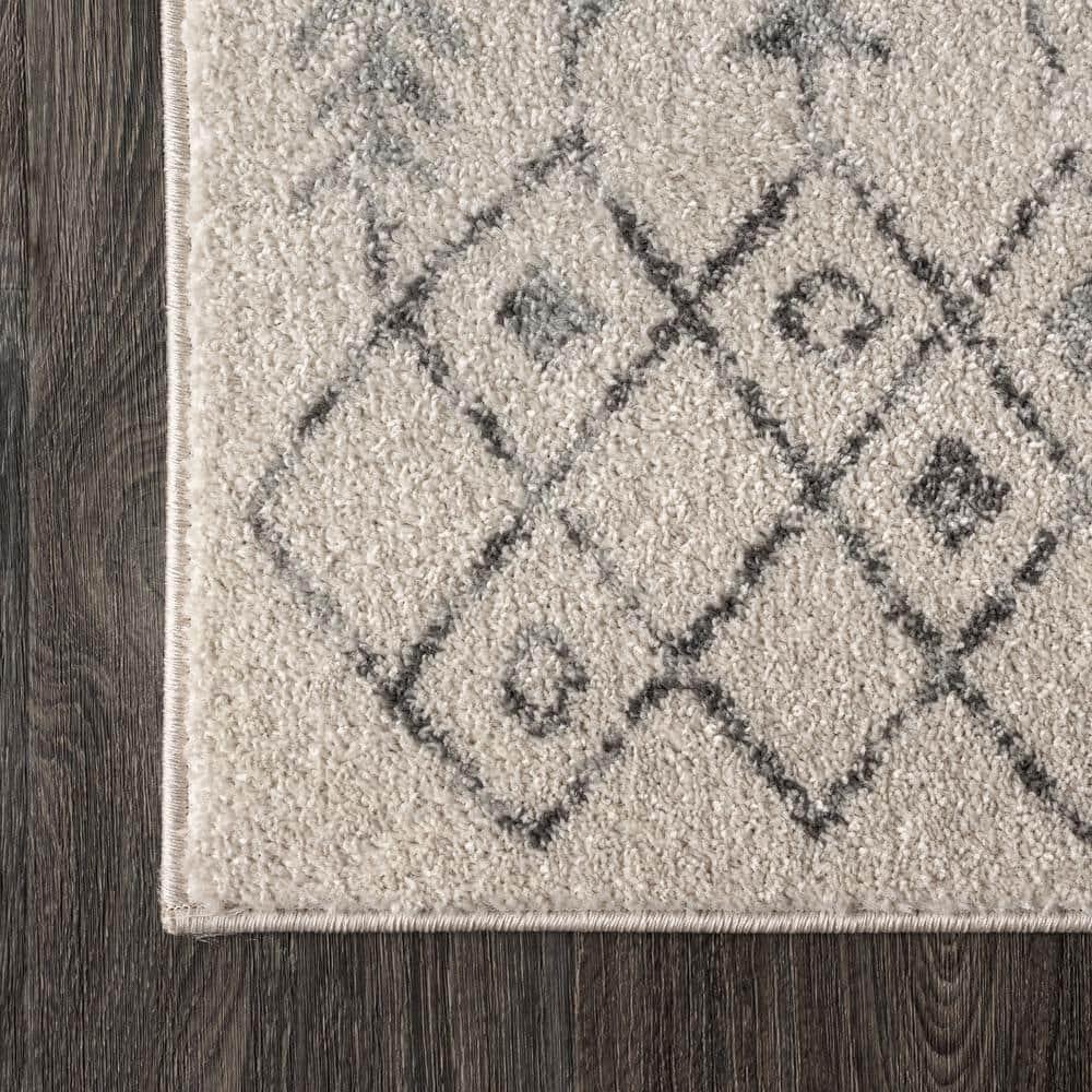 3'x5' Ziri Moroccan Geometric Area Rug, Cream/Gray - JONATHAN Y