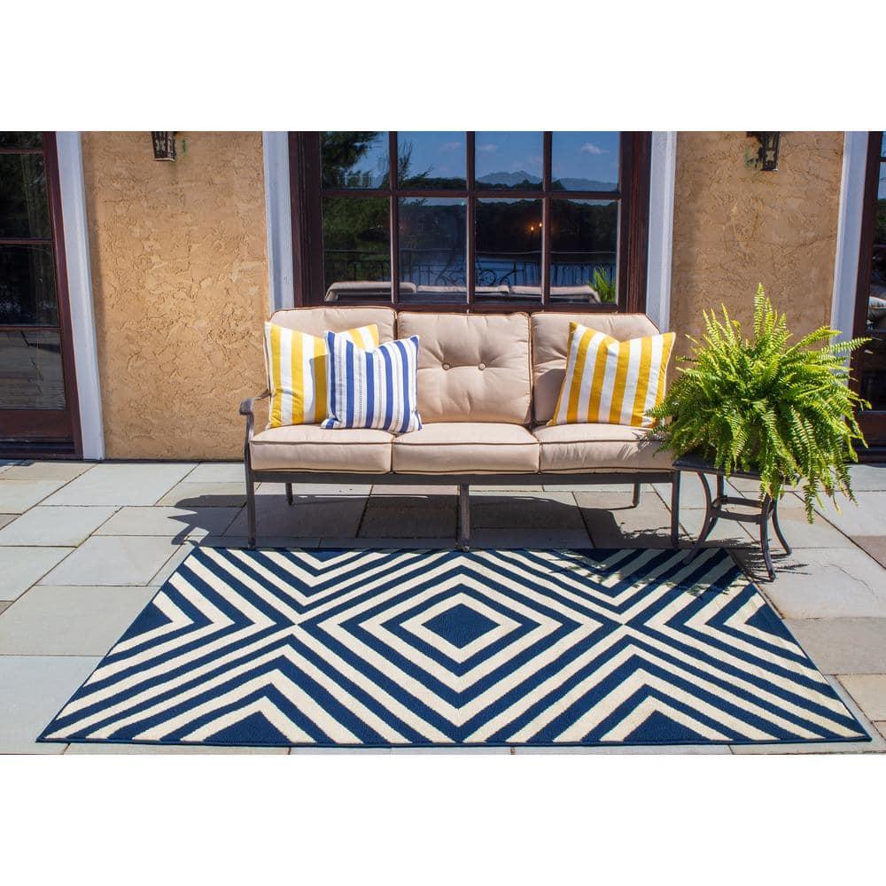 Momeni Baja Zig Zag Navy Indoor Outdoor Rug 2'3" X 7'6" Runner