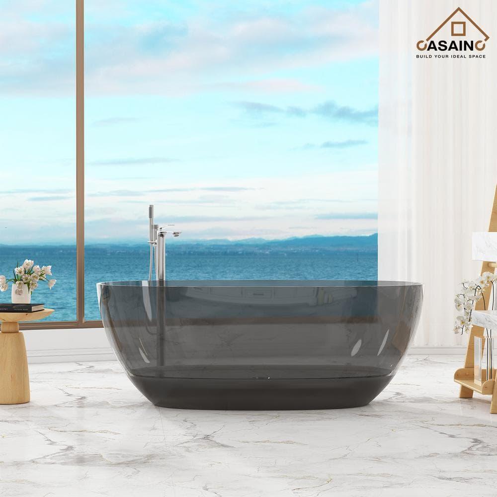 Marfa 59'' x 30'' Runway Semi Transparent Resin Freestanding Soaking Bathtub