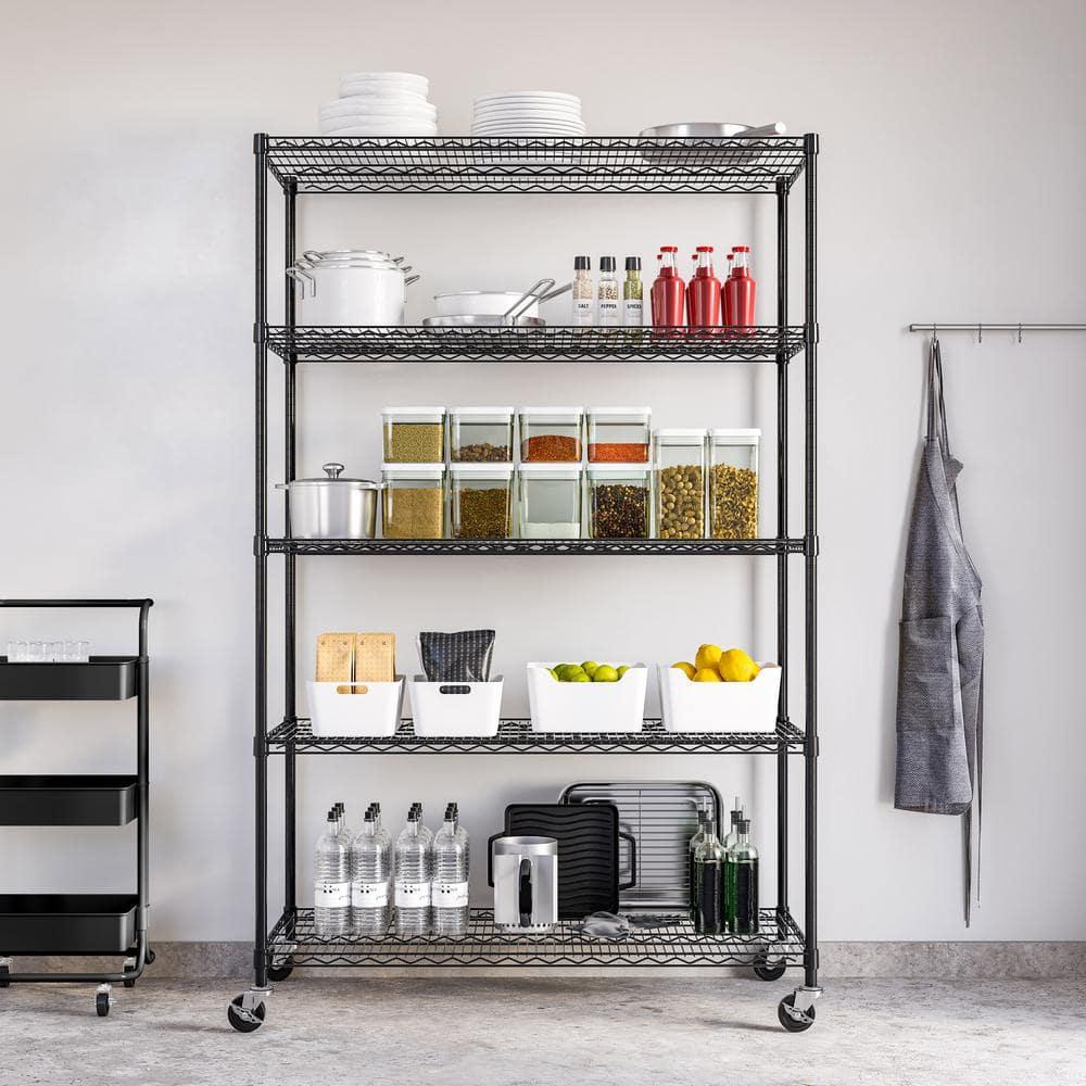 UltraDurable 24" D 5-Tier NSF-Certified Steel Shelving with Wheels