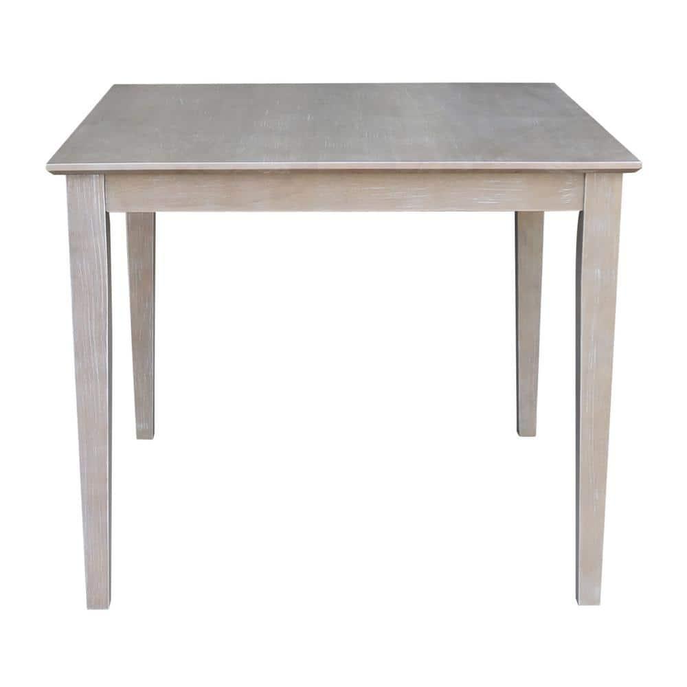 Solid Wood 30" X 30" Counter Height Table Washed Gray Taupe - International Concepts: Parawood, Square, Pedestal Base