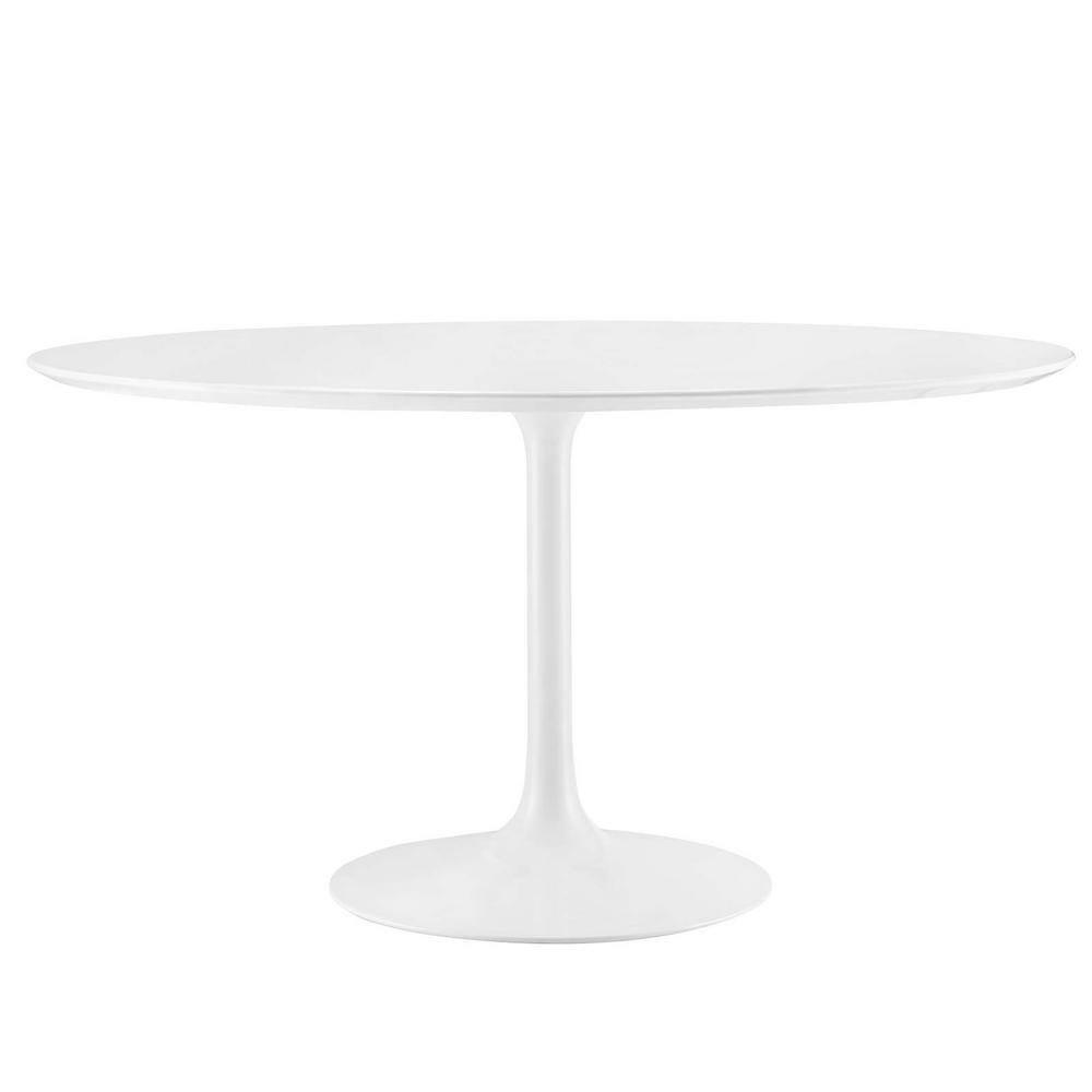 Modway Lippa 54" Round Modern Wood Top Dining Table in White