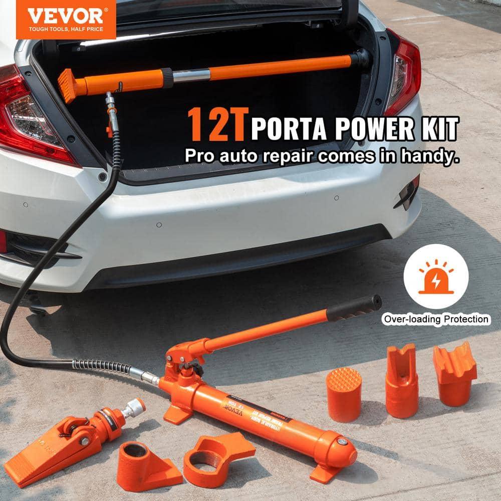 12 Ton Porta Power Hydraulic Jack Kit 26455 Lbs. Load Body Repair Tool with 4.6 ft. Oil Hose Carry Case for Automotive